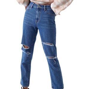 PACSUN High Rise Distressed Straight Leg Mom Jeans Size 26 Indie Grunge Skater